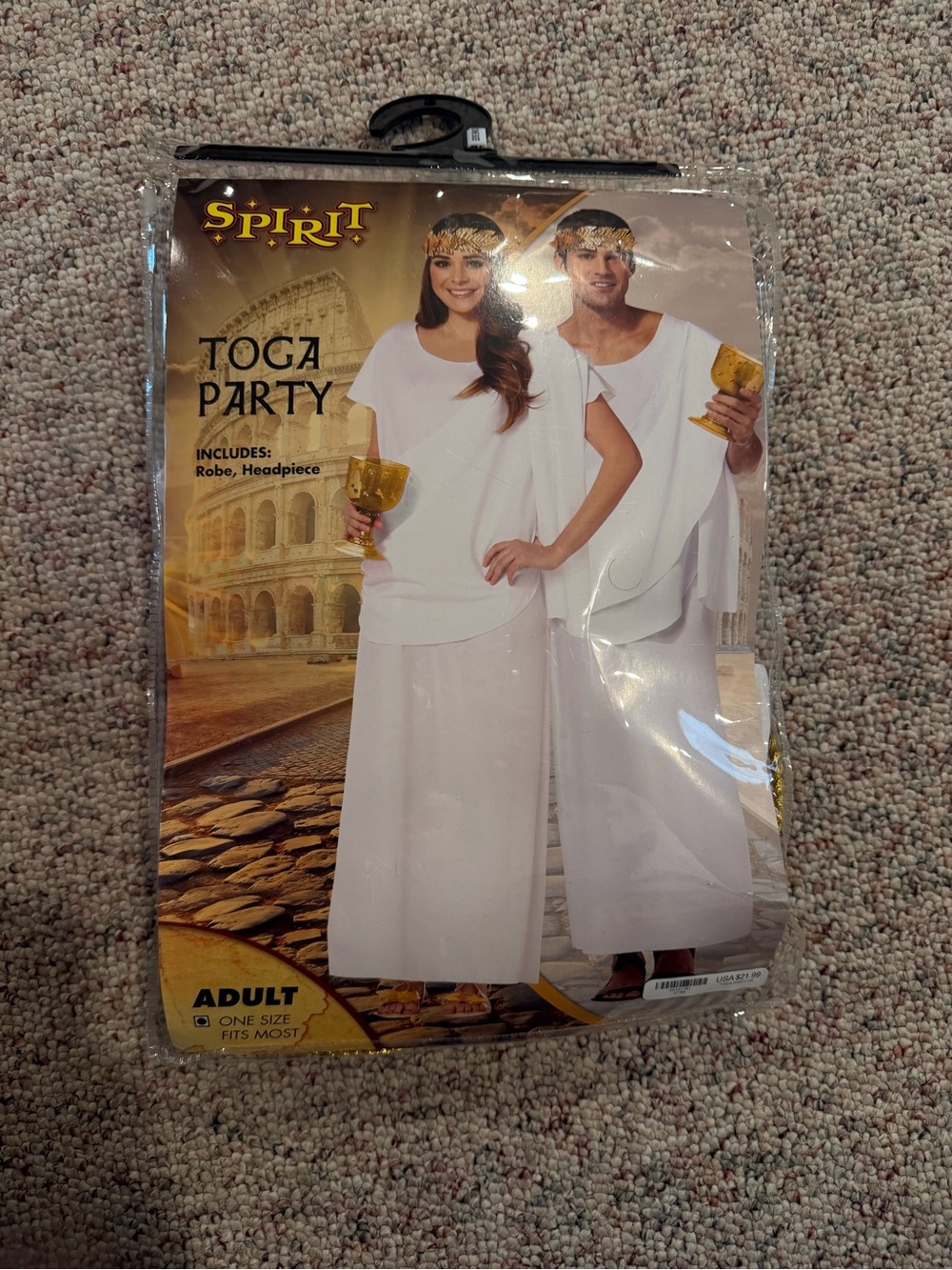 Halloween Spirit White Toga Party Costume with Gold Headpiece
